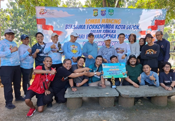 Dalam rangka memperingati Hari Bhayangkara ke-80, Polres Metro Depok menggelar lomba mancing bersama yang diikuti unsur Forum Koordinasi Pimpinan Daerah (Forkopimda), insan pers, serta tokoh masyarakat di Kabeda, Depok, Sabtu (13/6/26).