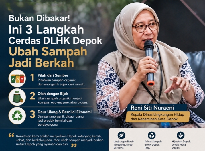 Kepala Dinas Lingkungan Hidup dan Kebersihan (DLHK) Kota Depok, Reni Siti Nuraeni.