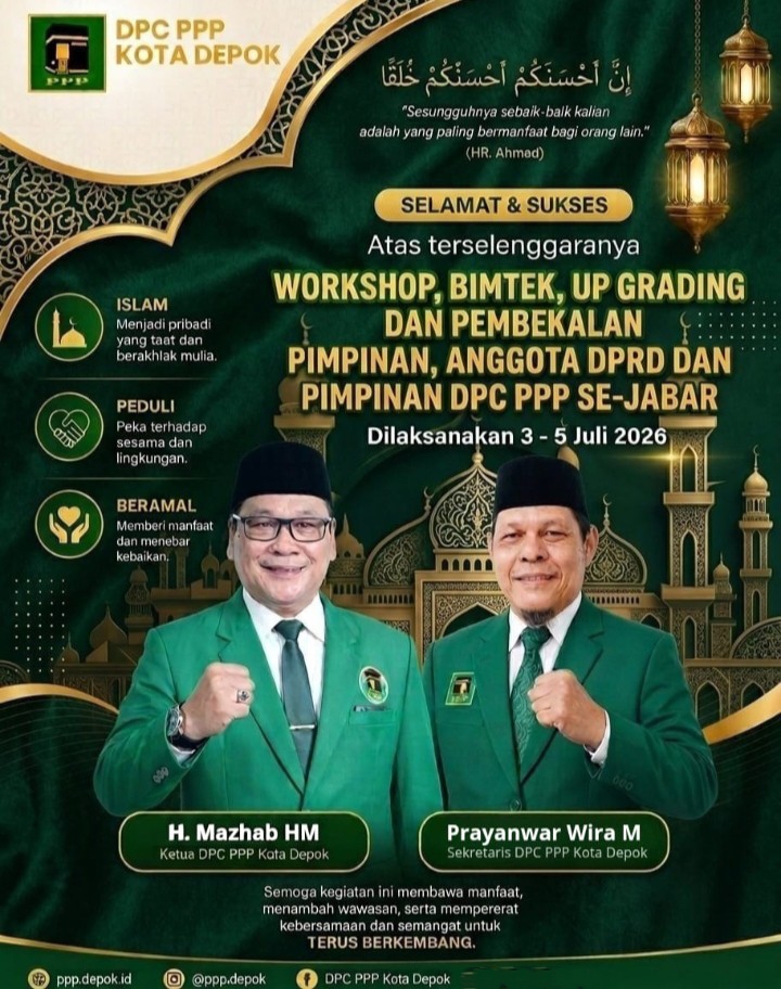 Ketua DPC PPP Kota Depok, H. Mazhab H.M., dan Sekretaris DPC PPP Kota Depok, Prayanwar Wira M.