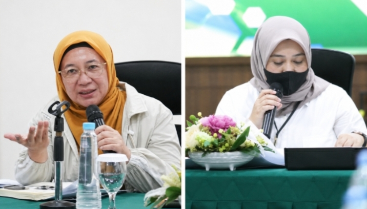 Kepala DLHK Kota Depok, Reni Siti Nuraeni bersama Kepala Seksi Perdata dan Tata Usaha Negara (Datun) Kejari Depok, Tri Sumarni, S.H., M.H.,di Aula Kejari Depok, Senin (13/7/2026).