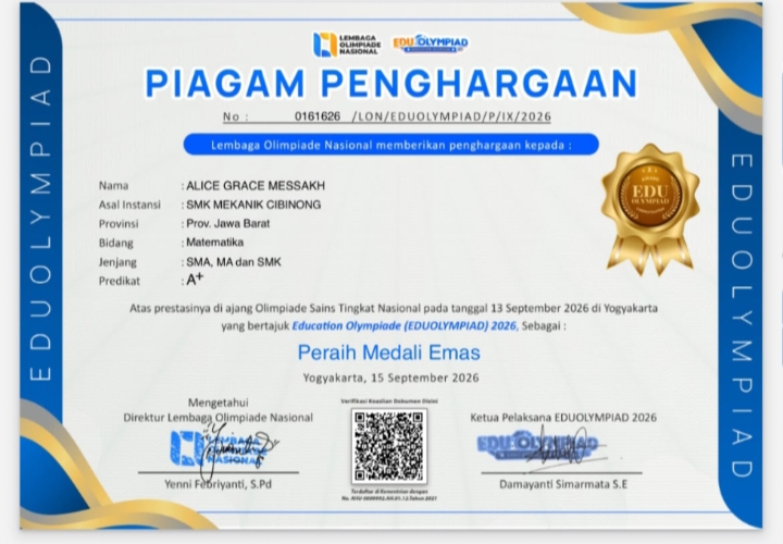 Sukses Besar! SMK Mekanik Cibinong Sabet Emas Nasional di EDUOLYMPIAD 2026